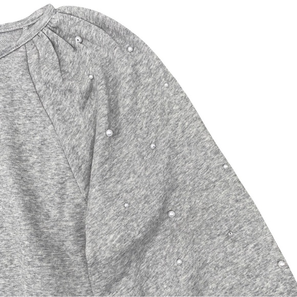 LOFT Pearlized Cozy Boatneck Gray Long Sleeve Sweatshirt Size Medium NWT - Picture 5 of 10